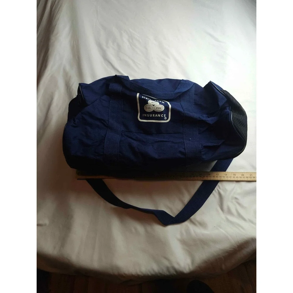 Vintage State Farm Insurance Duffel Bag Navy Blue Canvas Gym Travel Bag